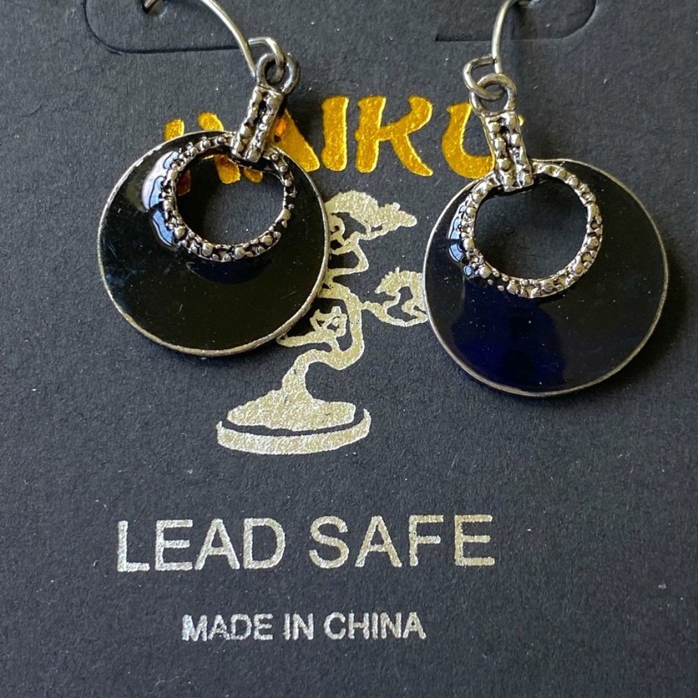 Haiku Black and SIlver Filled Circle Earrings
